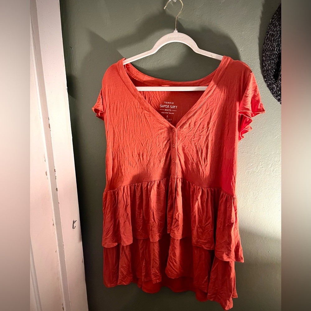 Torrid ruffle button up blouse